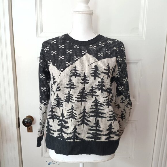 J. Crew Oversize Wool Fair Isle Snow Mountain Trees Sweater - Picture 8 of 8